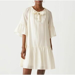 & Other Stories Cream Dress Bow Neck Ruffle Hem Size XS • NEW WITH TAGS •